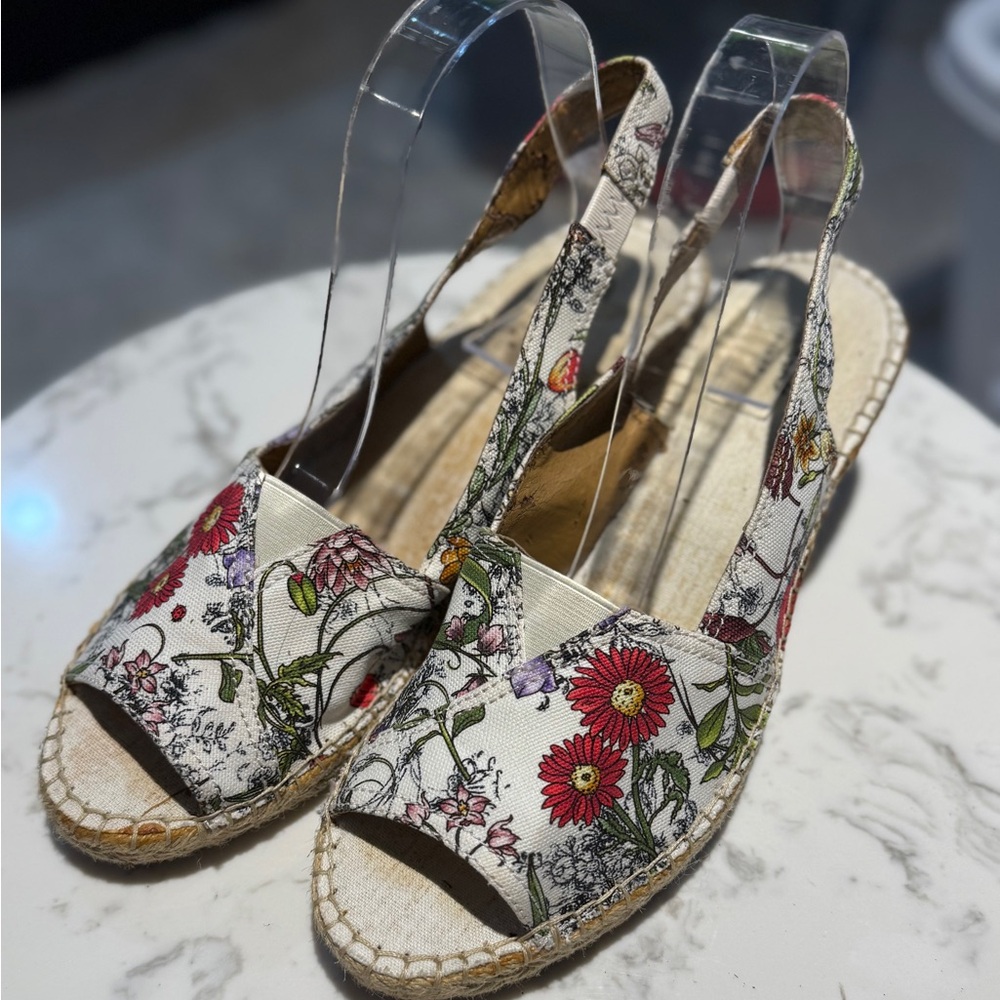 Clarks Floral Print Wedge Sandals